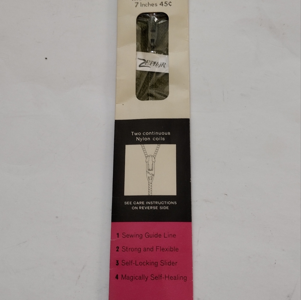 Vtg 70's Talon Zipper Zephyr Skirt Neck Nylon Coil Moss Green 7" Style 25-1 New